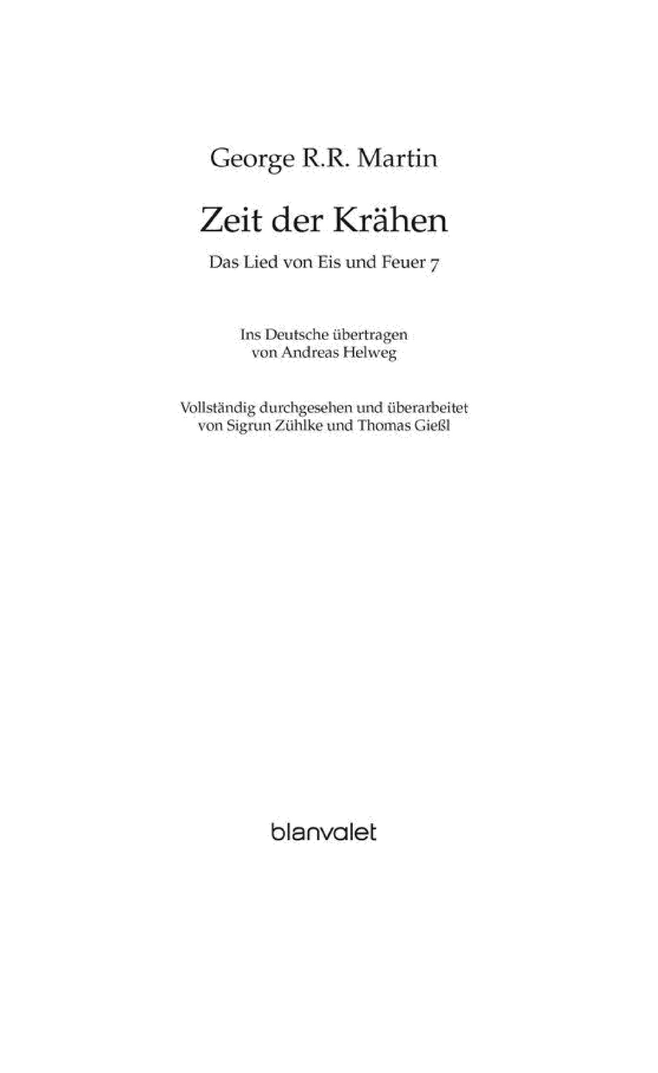 Das Lied von Eis und Feuer 07: Zeit der Krähen