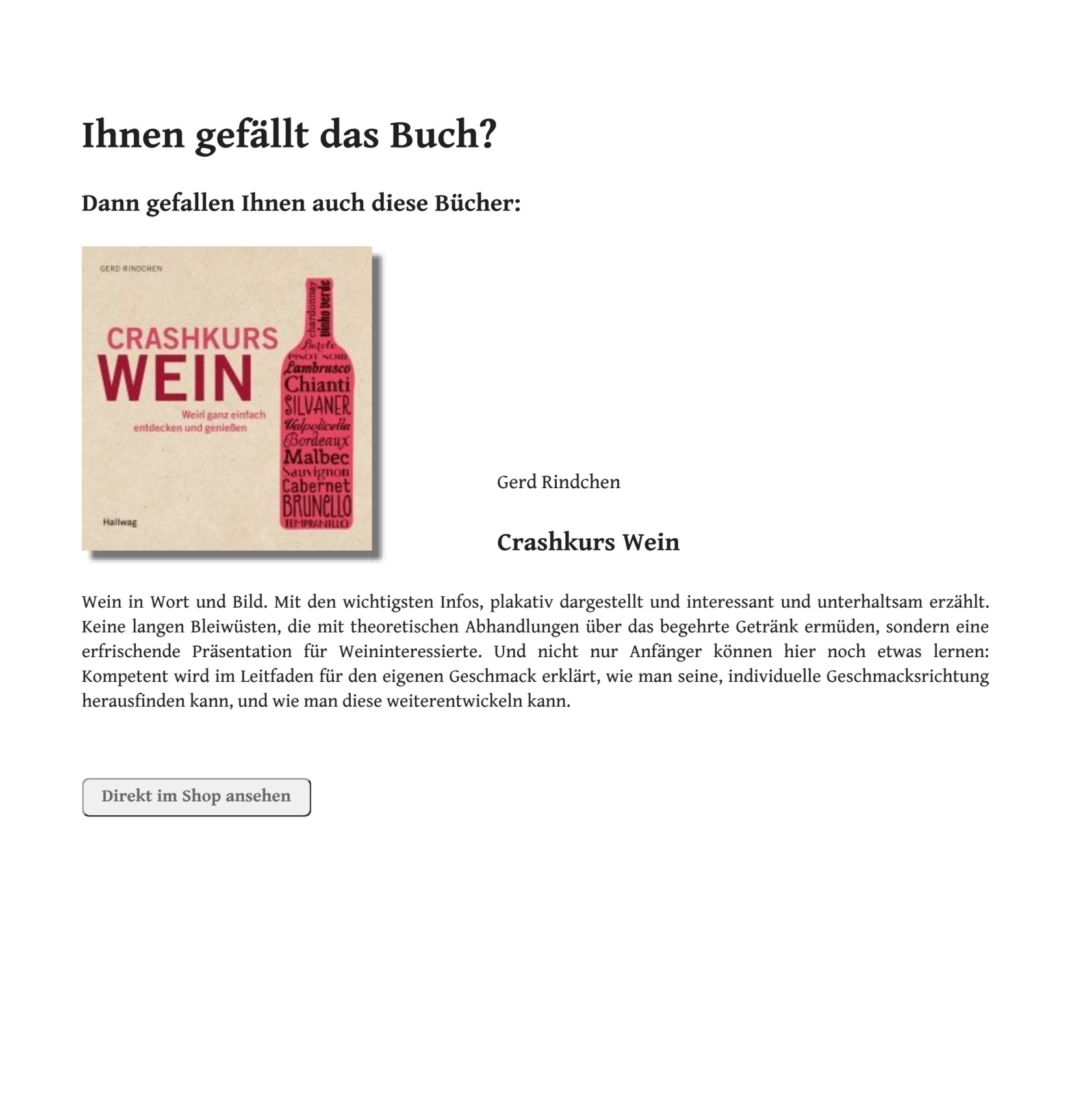 Crashkurs Essen & Wein