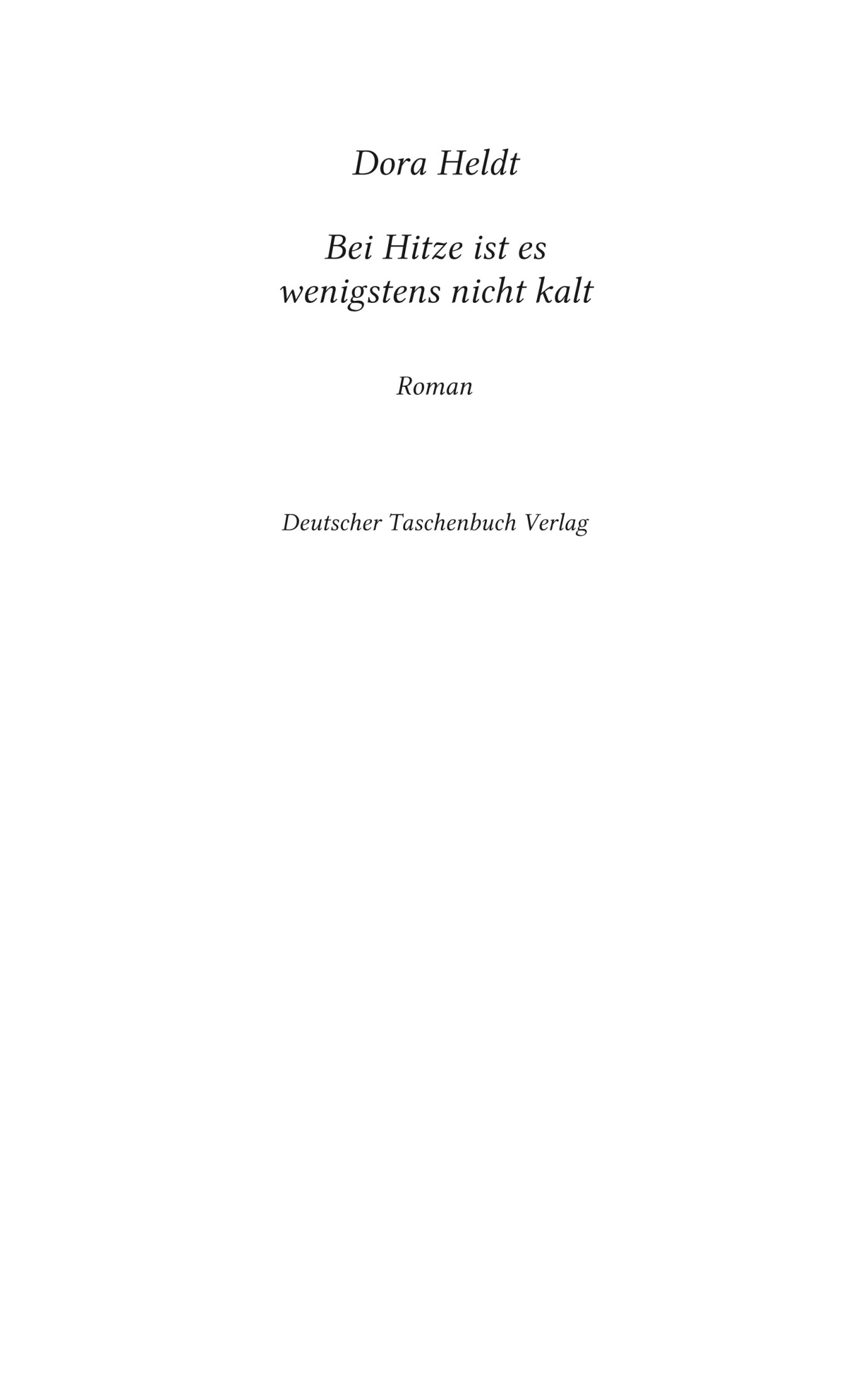 Bei Hitze ist es wenigstens nicht kalt: Roman